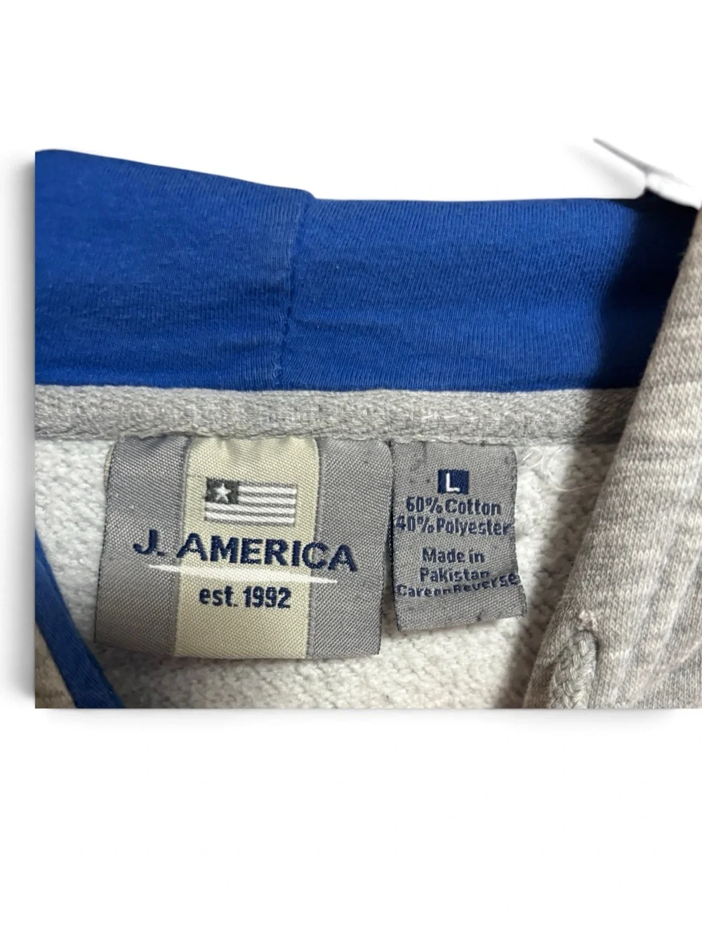 University of Kansas Y2K Hoodie Gray Unisex KANSAS Logo Pouch J. America Size L